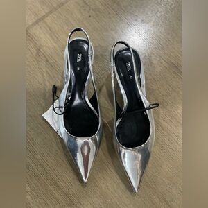 Zara Summer Pointy Silver Stiletto Heels for Women